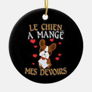Dog Ate My Homework - Learning French Quote Ceramic Tree Decoration