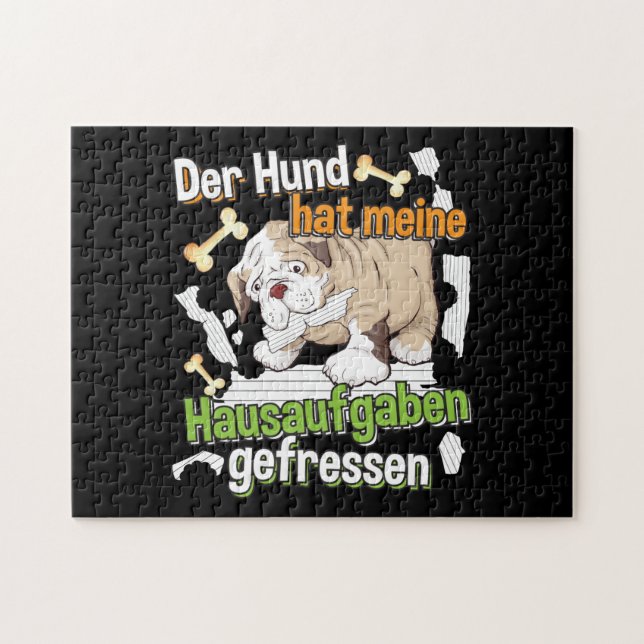 Dog Ate My Homework - Learning German Quote Jigsaw Puzzle (Horizontal)
