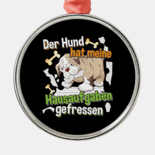 Dog Ate My Homework - Learning German Quote Metal Tree Decoration