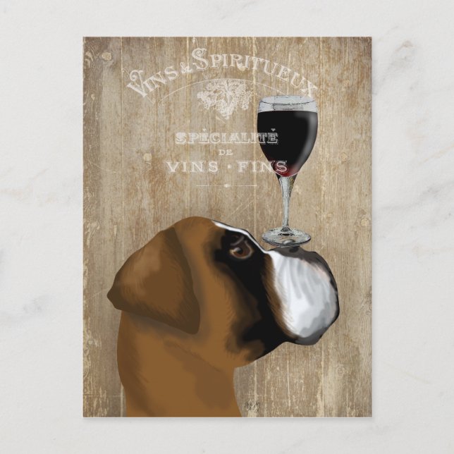 Dog Au Vin Boxer Postcard (Front)