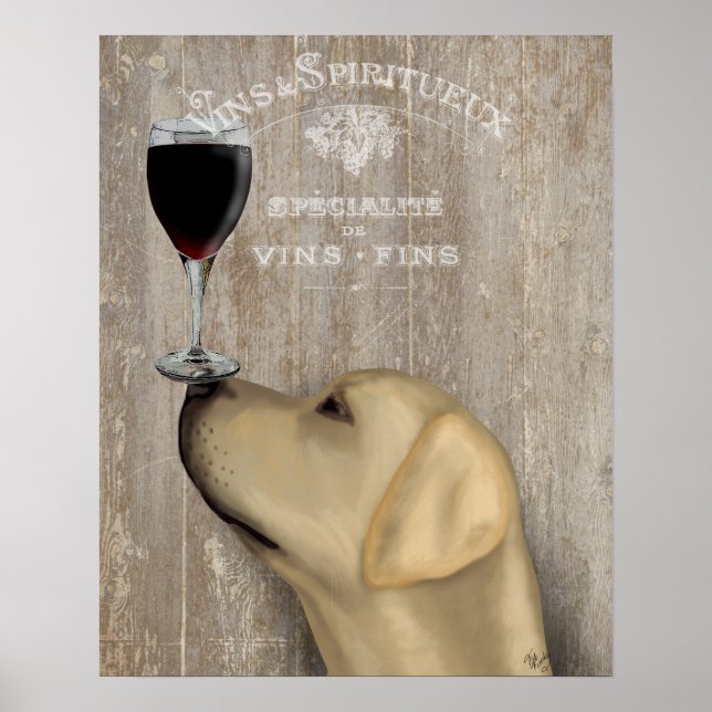 Dog Au Vin Yellow Labrador Poster (Front)