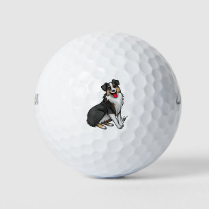 Dog - Australian Shepherd - Black Tri Golf Balls