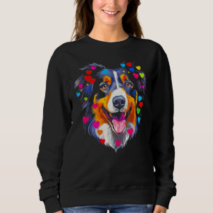 Dog Australian Shepherd Red Blue Pink Heart Sweatshirt