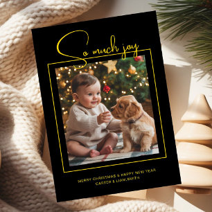 Dog & Baby Christmas Photo Greeting – So Much Joy Holiday Card