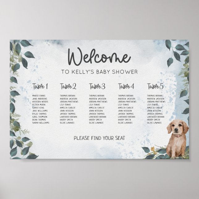 Dog Baby Shower Seating Plan  Poster (Front)