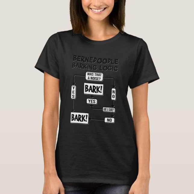 Dog Barking Logic, Funny Dog Idea, Funny Bernedoo T-Shirt (Front)