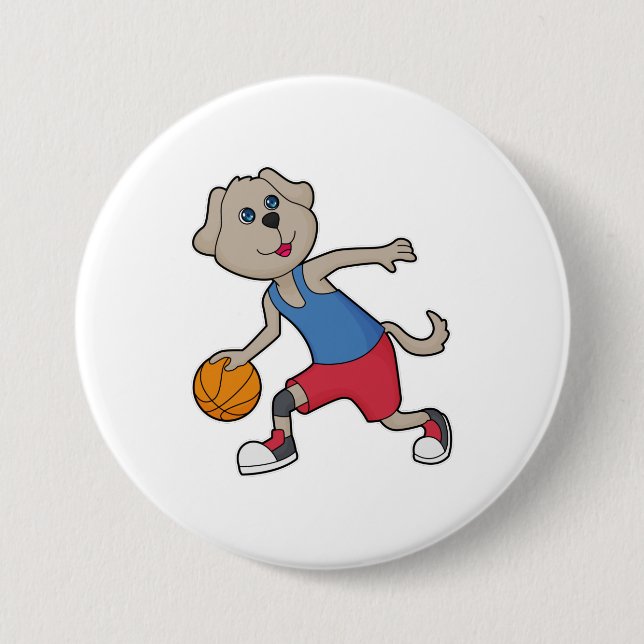 Dog Basketball player Basketball 7.5 Cm Round Badge (Front)