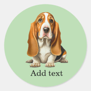 Dog, Basset Hound Portrait Template Classic Round Sticker
