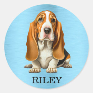 Dog, Basset Hound Portrait Template Classic Round Sticker