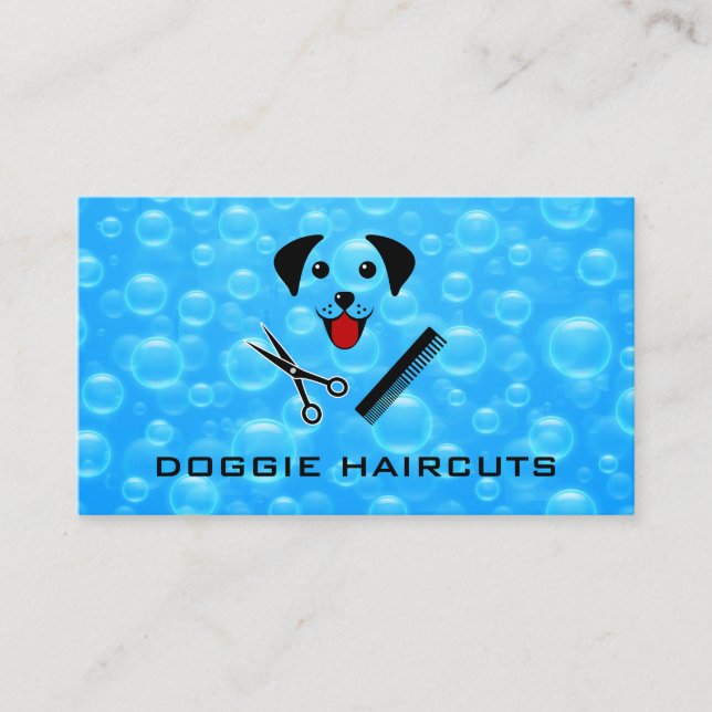 Dog Bath Cleaning | Grooming Soap Bubbles Business Card (Front)