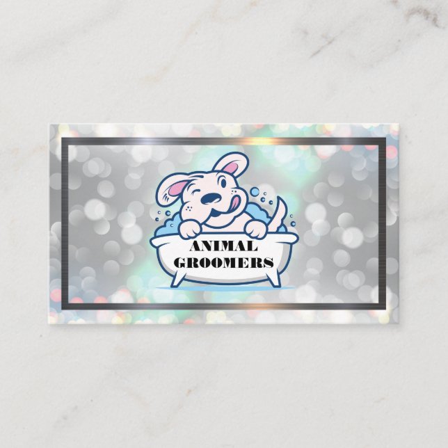 Dog Bath Logo | Boke Background Business Card (Front)