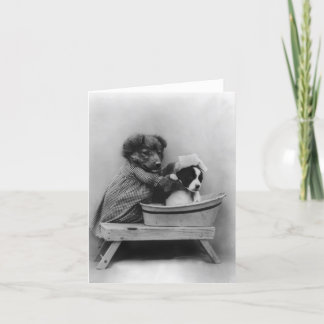 Dog Bathing Dog Card