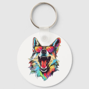dog beach summer dog chilling 1 key ring