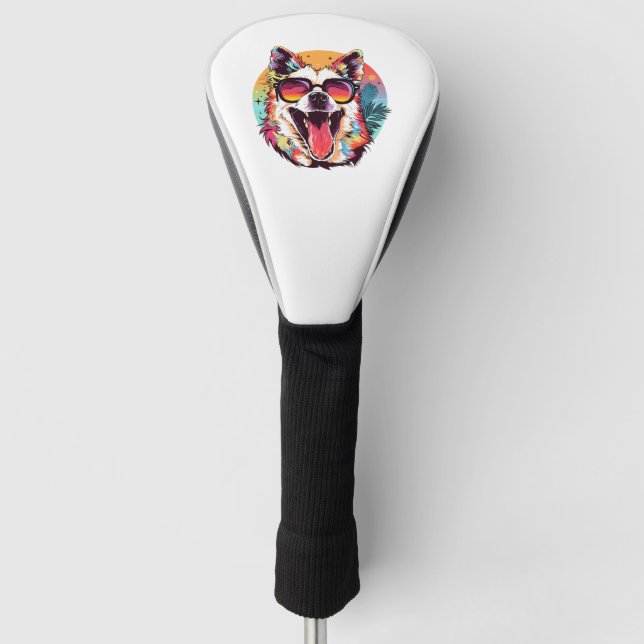 dog beach summer dog chilling    golf head cover (Front)