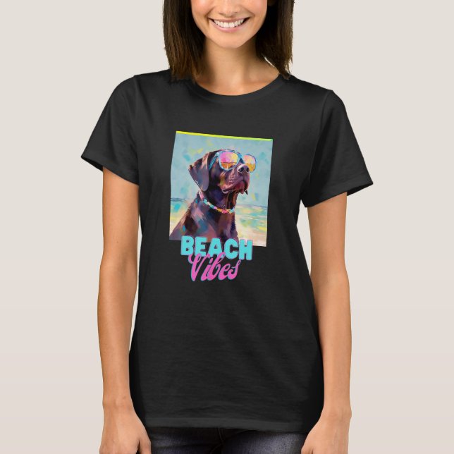 Dog Beach T Shirt Cute Labrador Owner Tee Gift Fun (Front)