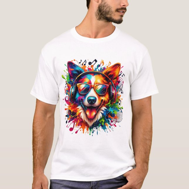 Dog Beats Colorful T-Shirt (Front)