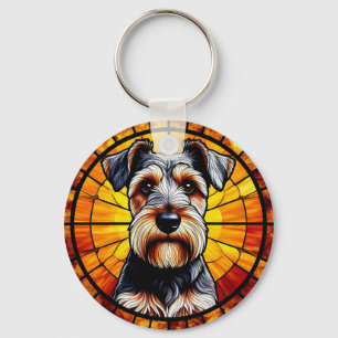 Dog Beautiful Stained Glass Artwork Key Ring