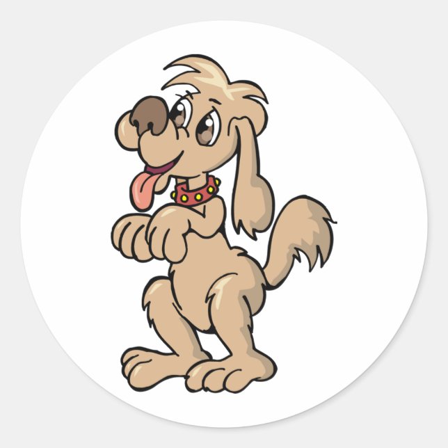 Dog Begging Classic Round Sticker (Front)