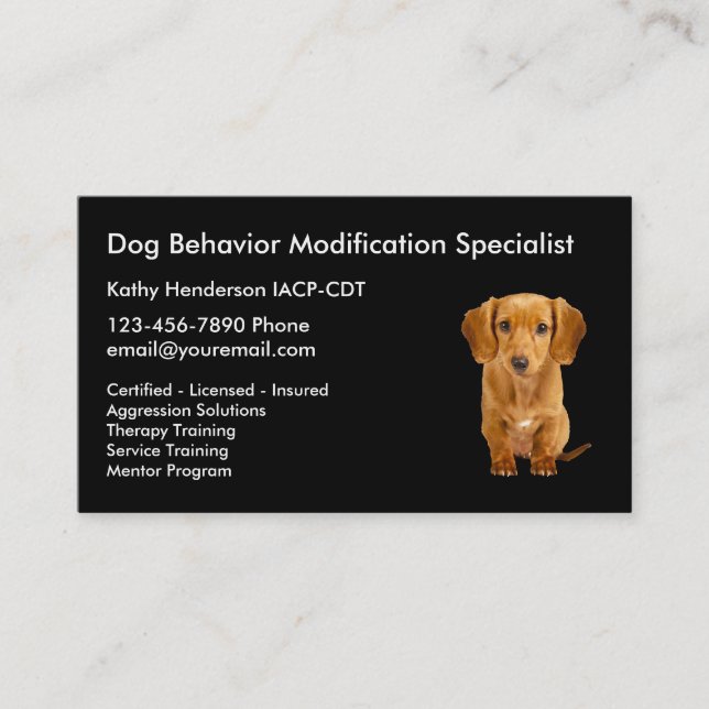 Dog Behaviour Training Business Card (Front)