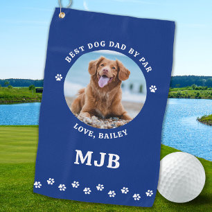 Dog Best Dad Ever Blue Personalised Photo Golf Towel