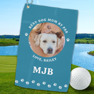 DOG Best MOM By Par Personalised Pet Photo Golf Towel