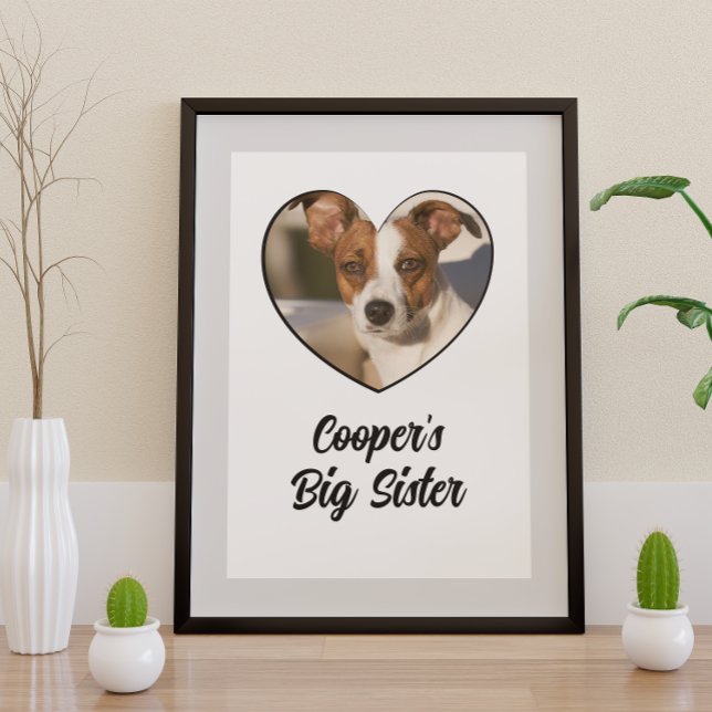 Dog big sister personalised photo & text poster (Creator Uploaded)