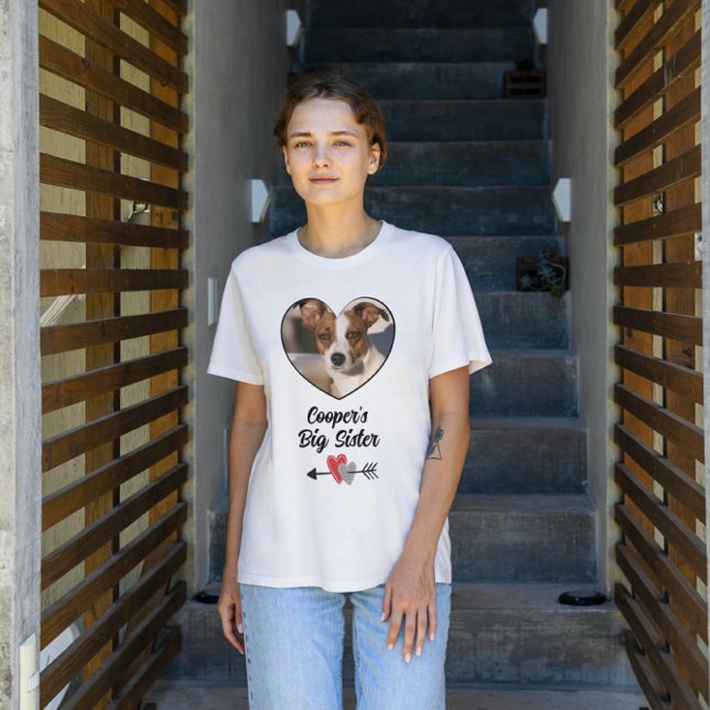 Dog big sister personalised photo & text T-Shirt (Creator Uploaded)