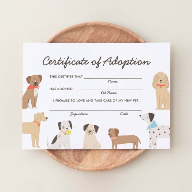 Dog Birthday Adoption Certificate Invitation (Creator Uploaded)