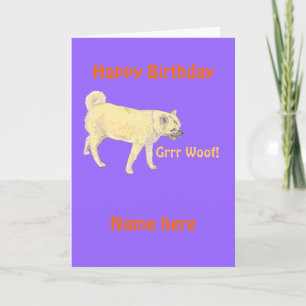 Dog Birthday card add name front.Shiba inu breed