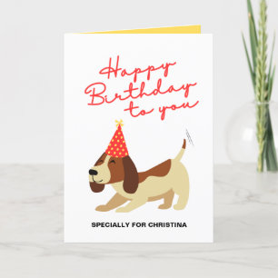 Dog Birthday Card, Cute Personalise Birthday Card