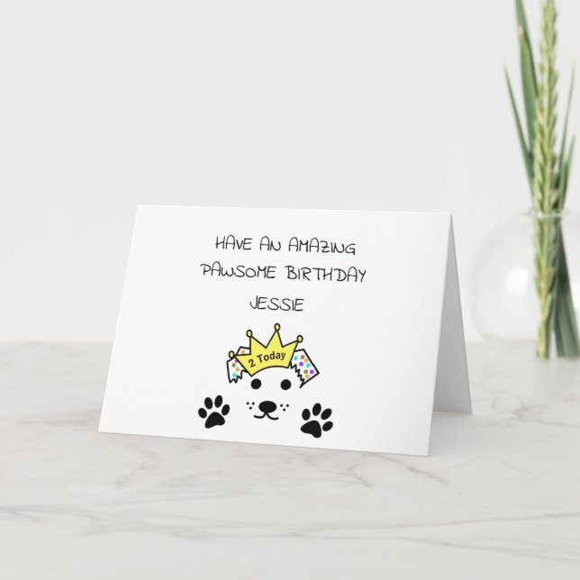 Dog Birthday Card, Personalize with Name and Age Card (Front)