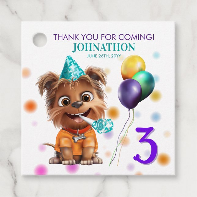 Dog Birthday Favour Tags (Front)