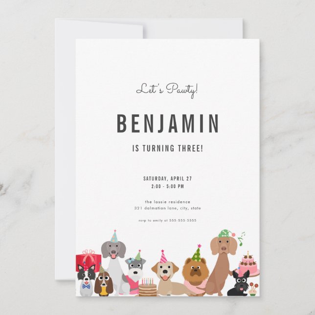 Dog Birthday Invitation for Puppy Pawty Invite (Front)