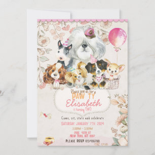 Dog Birthday Invitation Printable, girl Invitation