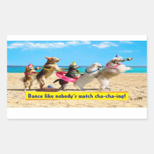 Dog Birthday Party Conga Line Rectangular Sticker