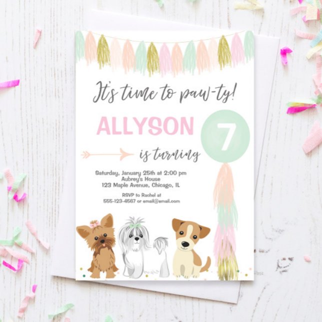 Dog birthday party, Cute puppy dog girl Invitation (Creator Uploaded)