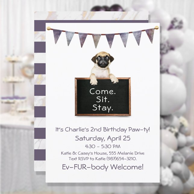 Dog Birthday Party For Any Pug Invitation (Creator Uploaded)