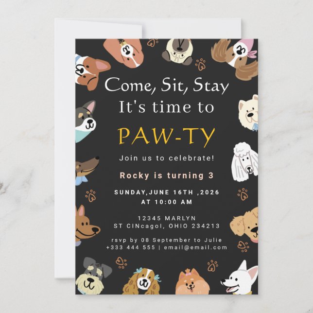 Dog Birthday Party Invitation (Front)