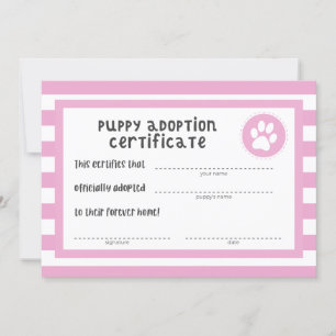 Dog Birthday Party Puppy Adoption Certificate