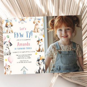 Dog Birthday Party Puppy Pawty Birthday Photo Invitation
