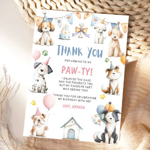 Dog Birthday Party Puppy Pawty Birthday Thank You Card