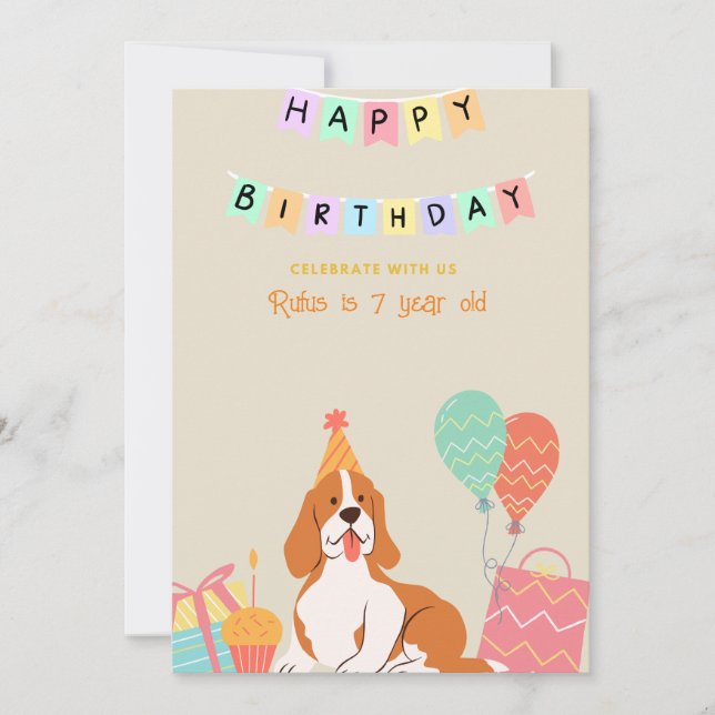 dog birthday personalised invitation (Front)