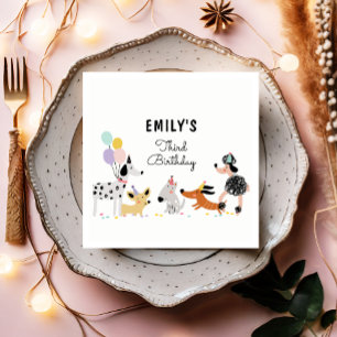 Dog Birthday Puppy Pawty Animals Pet Vet Modern Napkin