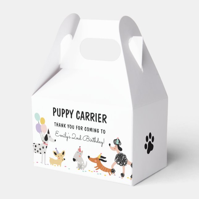 Dog Birthday Puppy Pawty Animals Puppy Carrier  Favour Box (Front Side)