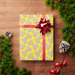 Dog Biscuit Bone Pattern Yellow  Wrapping Paper