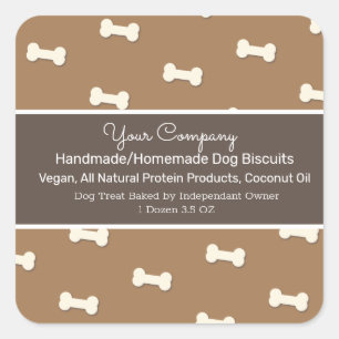 Dog Biscuit Homemade Handmade Treat Square Sticker