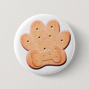 Dog Biscuit Pawprint and Bone Art 6 Cm Round Badge
