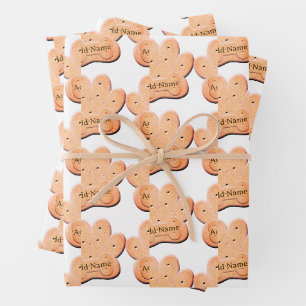 Dog Biscuit Pawprint and Bone Art Wrapping Paper Sheet