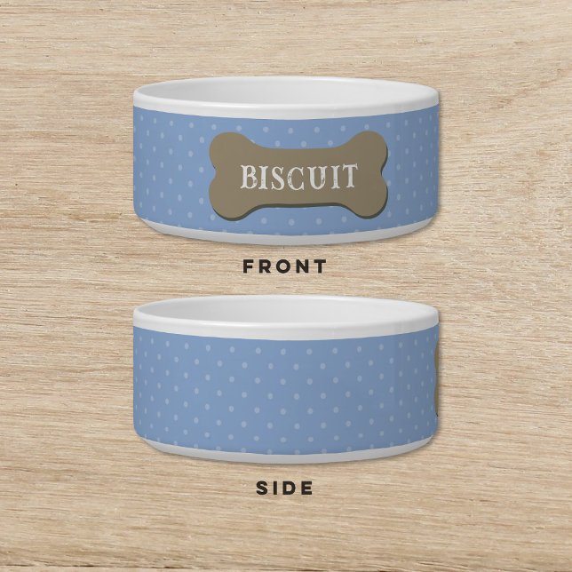 Dog Biscuit Treat Polka Dot Blue Dog Cat Pet Bowl (Creator Uploaded)