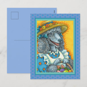 DOG BISCUITS AND EASTER EGG BASKET, CUTE POODLE HOLIDAY POSTCARD